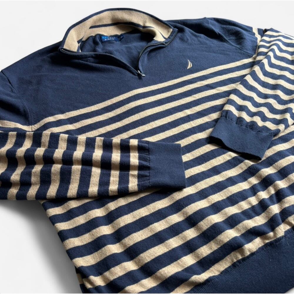 Nautica Navtech Striped Quarter-Zip Sweater XXL - Picture 5 of 7